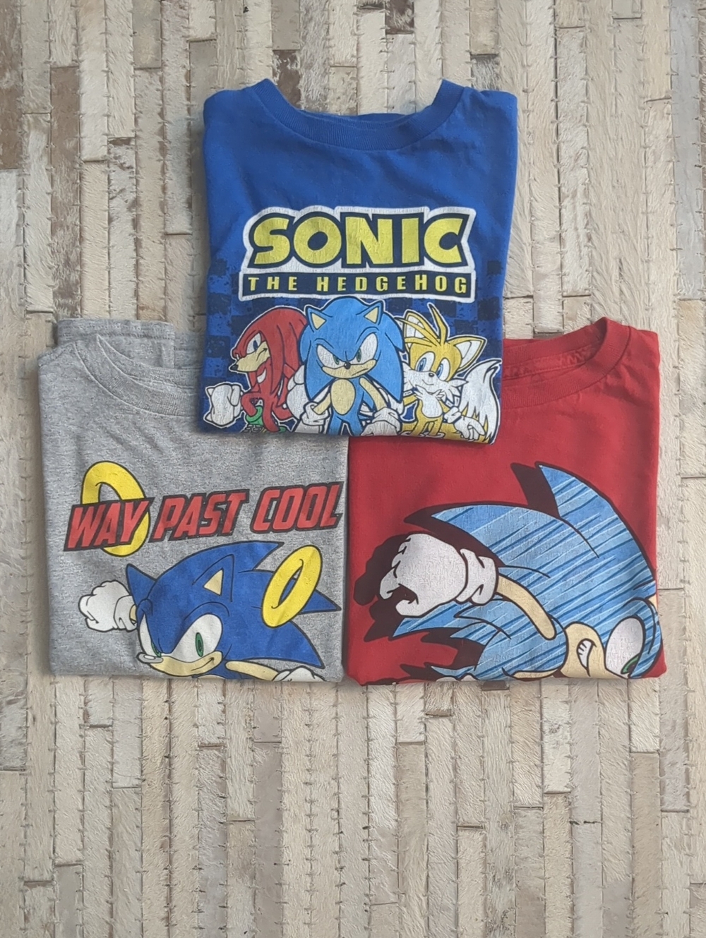 Sonic The Hedgehog Boys Size 8 3 Pack Multicolored T-Shirts - Set Of 3